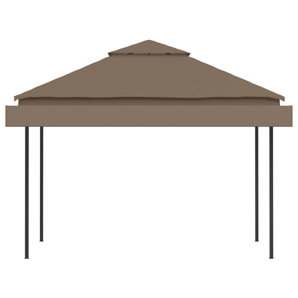 Altán se dvěma extra stříškami 3x3x2,73 m taupe 180 g/m²