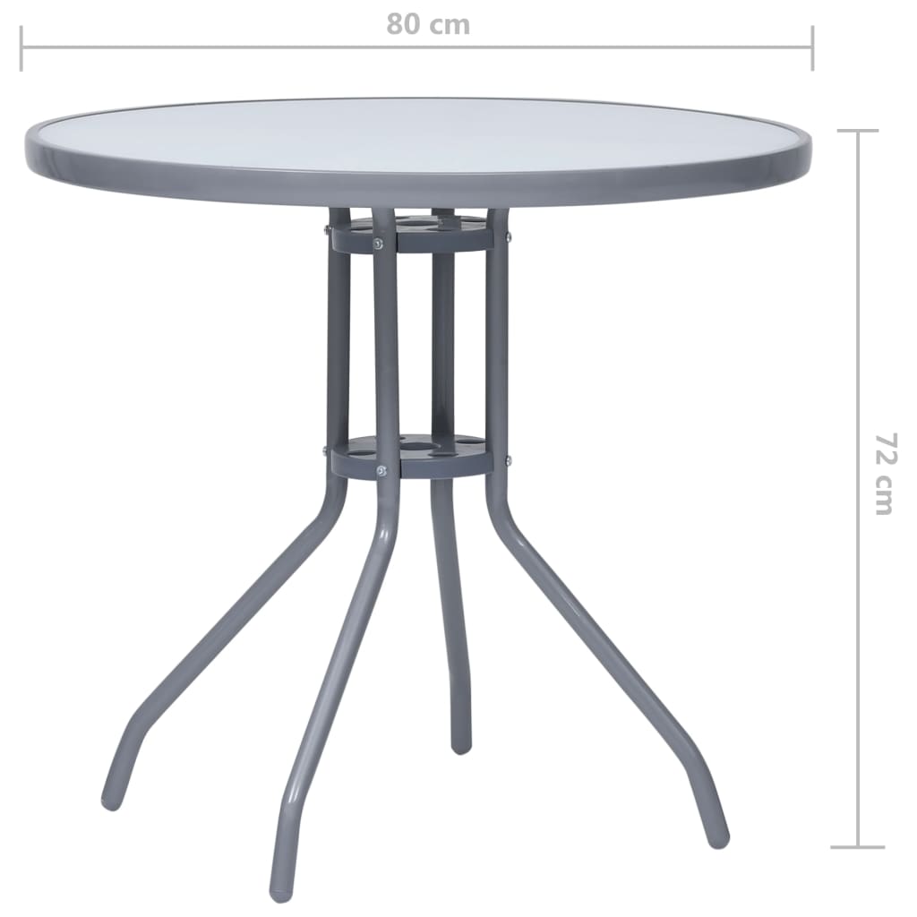 Zahradní stůl světle šedý 80 cm ocel a sklo