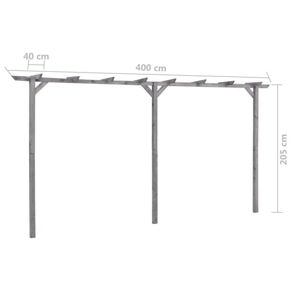 Zahradní pergola šedá 400 x 40 x 205 cm impregnovaná borovice