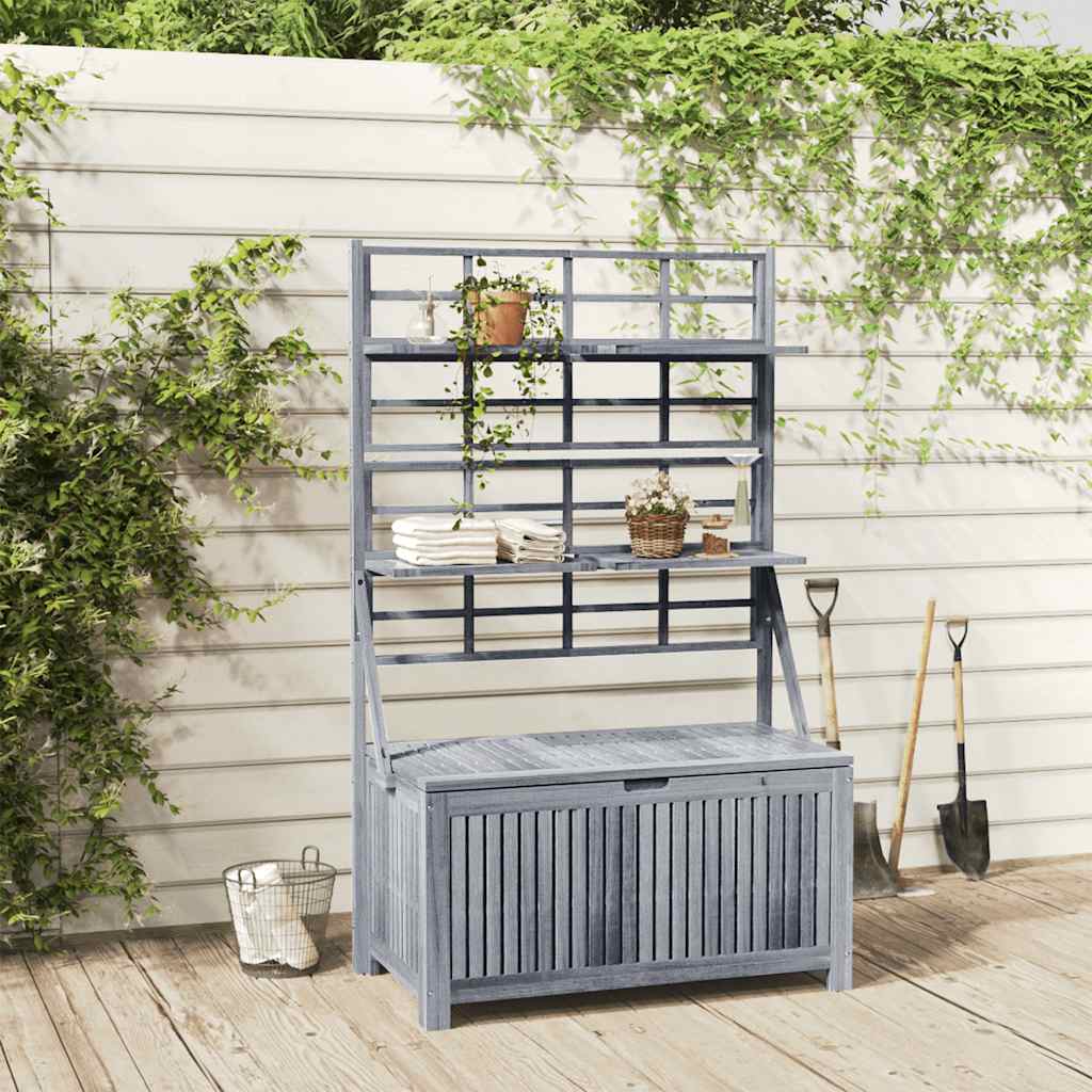 Úložný box s treláží šedý 99x55x160 cm masivní akáciové dřevo