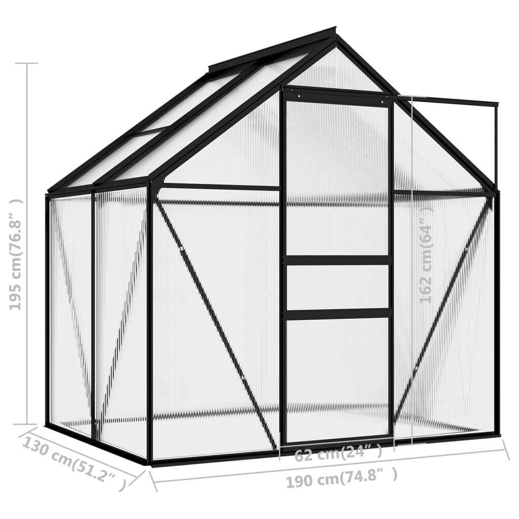 Skleník antracitový hliníkový 2,47 m²