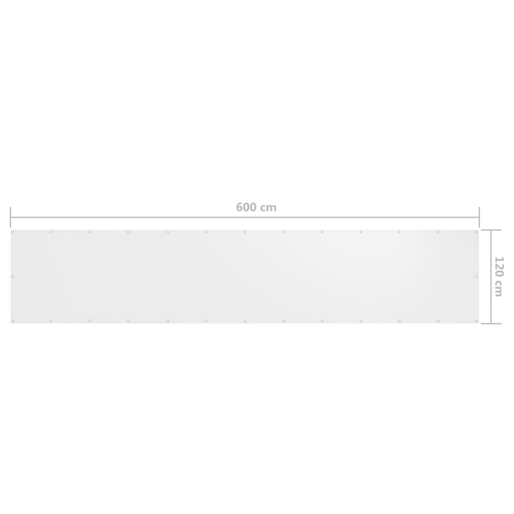 Balkónová zástěna bílá 120 x 600 cm oxfordská látka