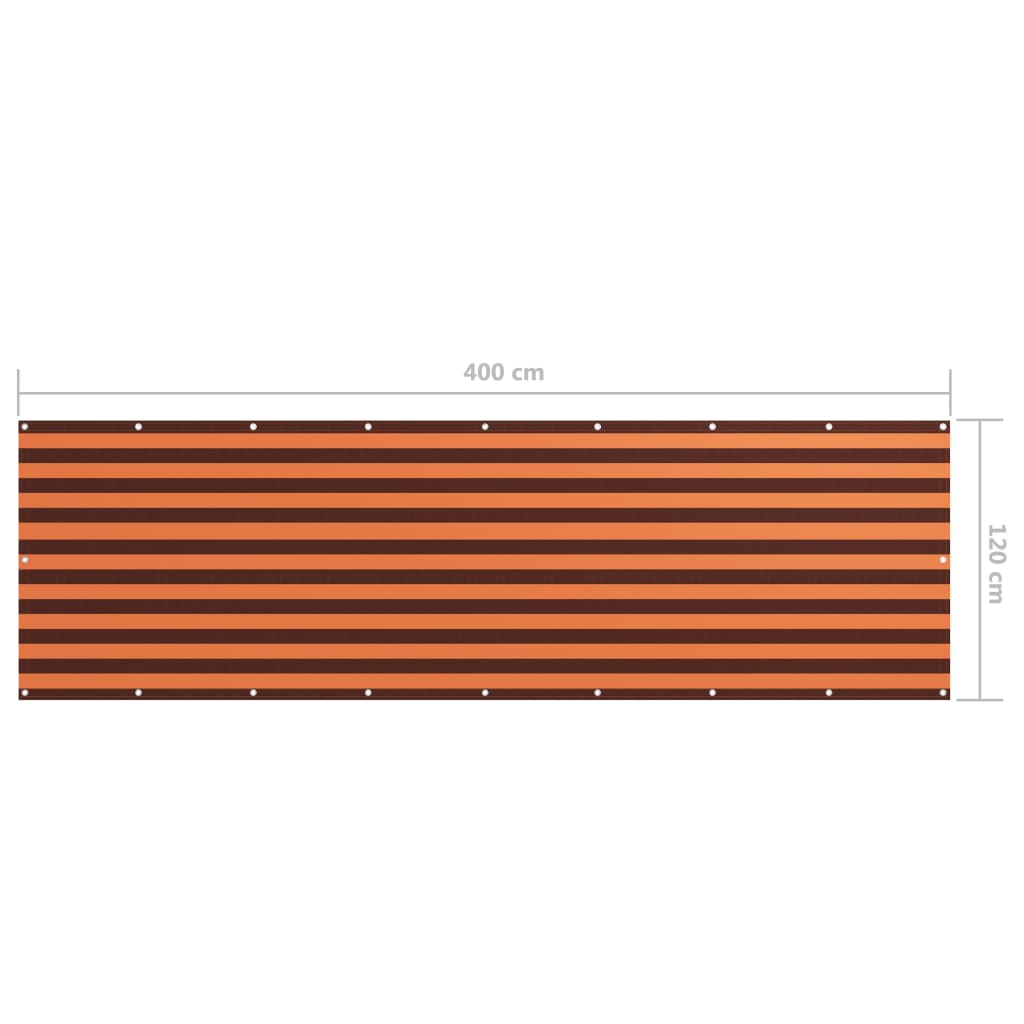 Balkónová zástěna oranžovo-hnědá 120 x 400 cm oxfordská látka