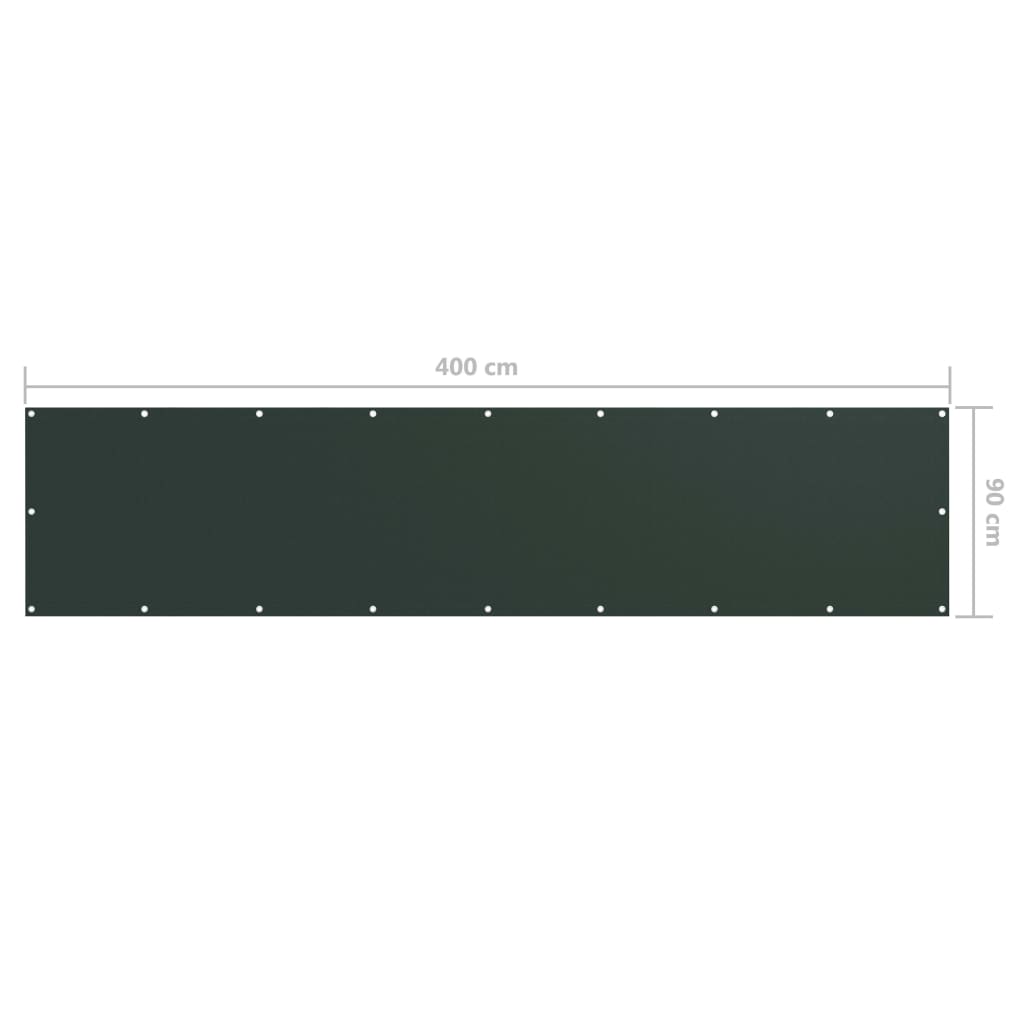 Balkónová zástěna tmavě zelená 90 x 400 cm oxfordská látka