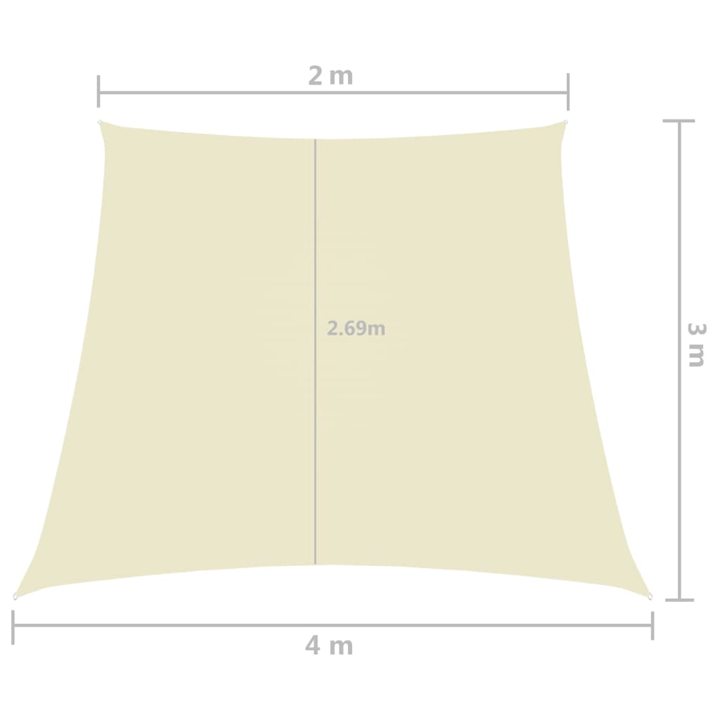 Stínicí plachta oxfordská látka lichoběžník 2/4 x 3 m krémová
