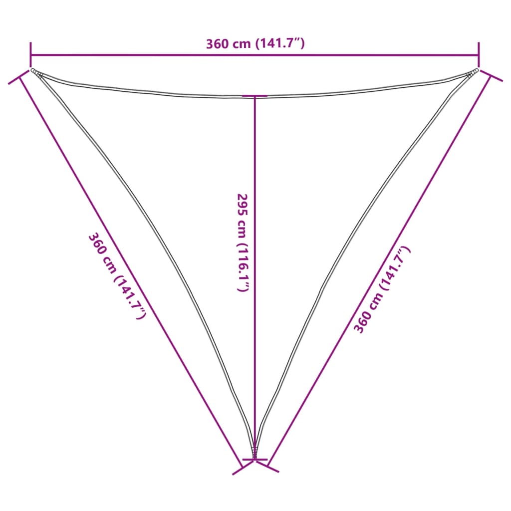 Stínící plachta oxfordská látka trojúhelník 3,6x3,6x3,6 m bílá