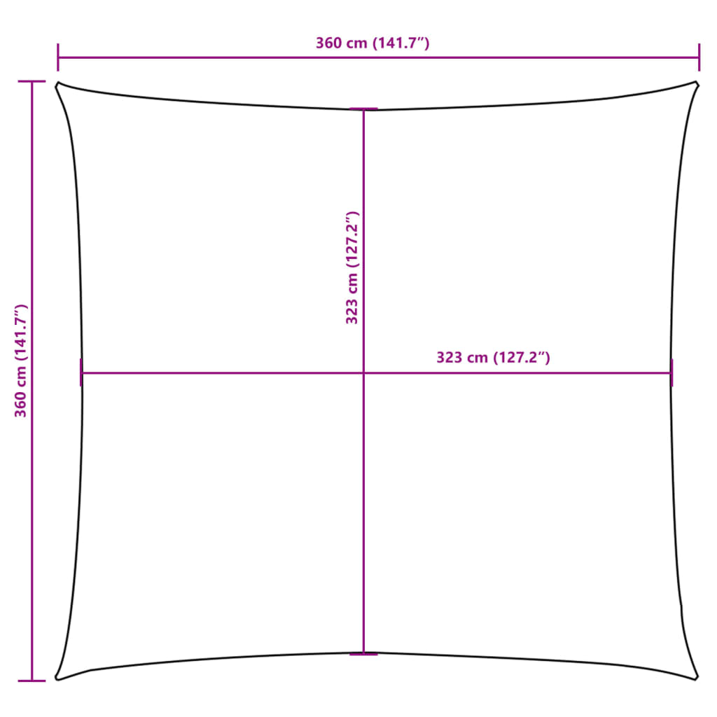 Stínící plachta oxfordská látka čtvercová 3,6 x 3,6 m taupe
