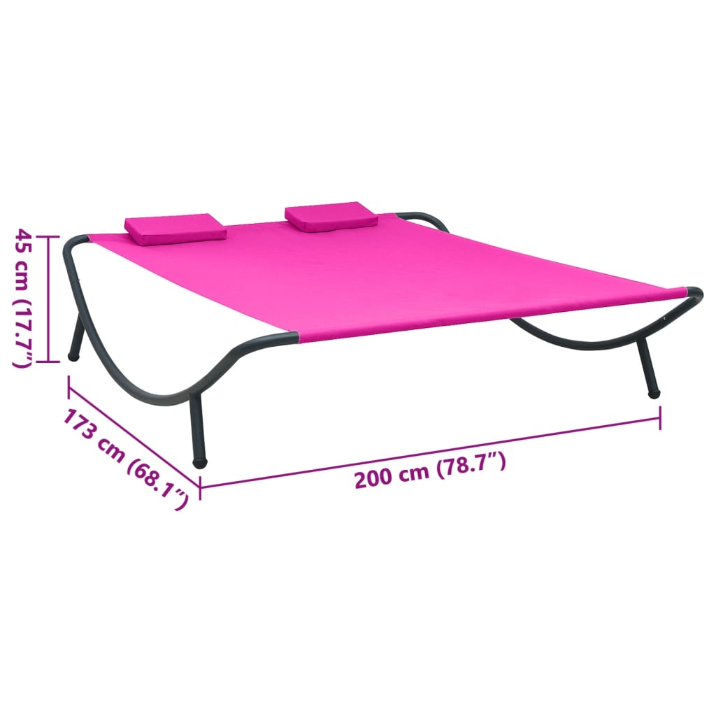 Zahradní lehátko textil růžové