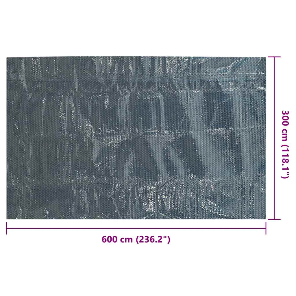 Plovoucí PE solární plachta na bazén 600 x 300 cm černo-modrá