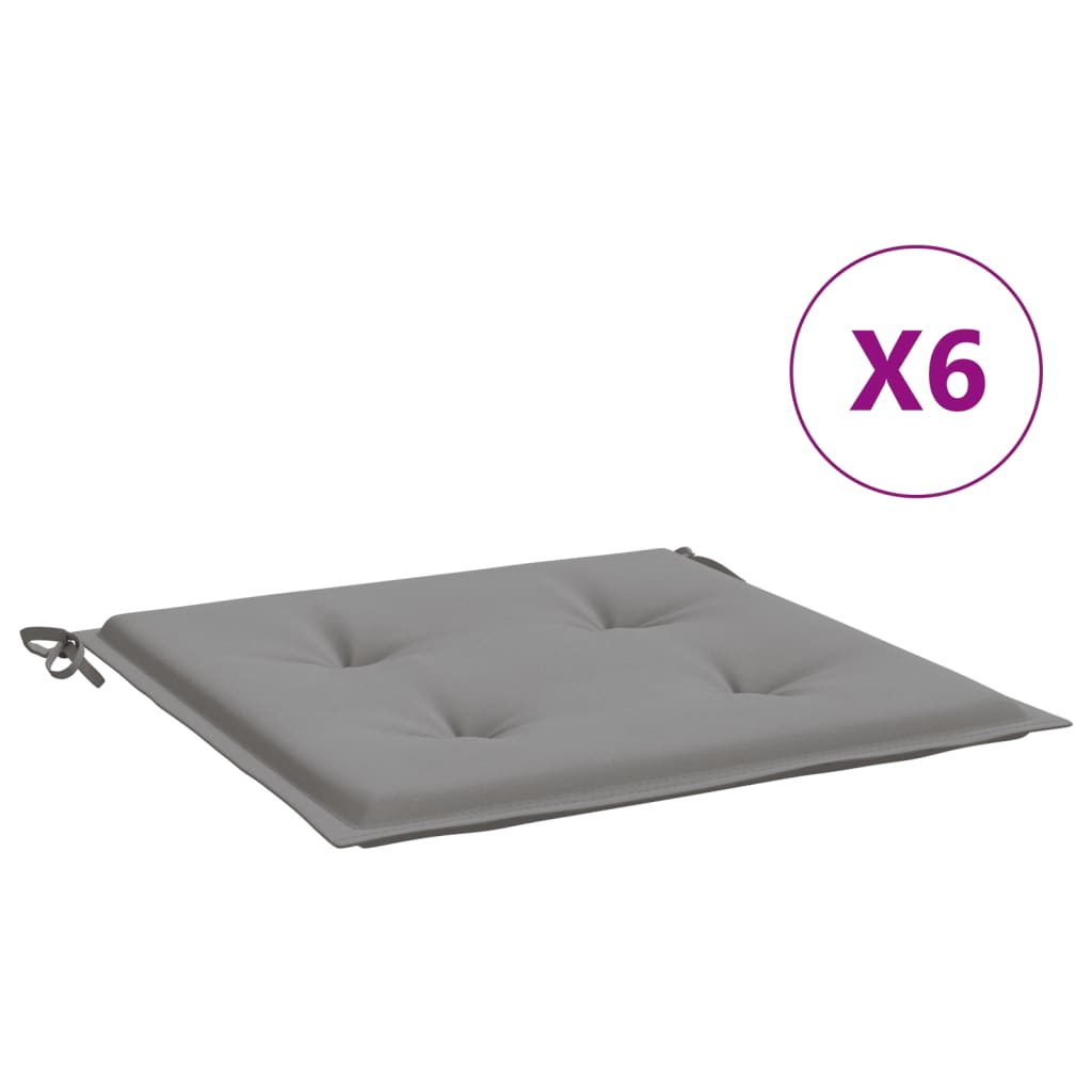Podušky na zahradní židli 6 ks šedé 50 x 50 x 3 cm látka oxford