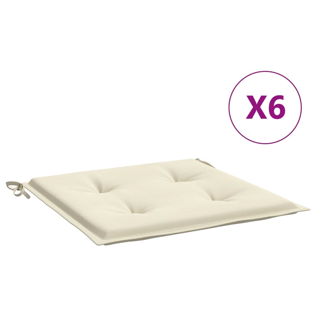 Podušky na zahradní židli 6 ks krémové 50x50x3 cm látka oxford