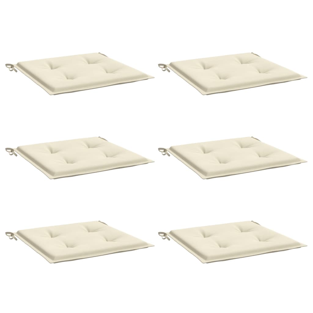 Podušky na zahradní židli 6 ks krémové 50x50x3 cm látka oxford