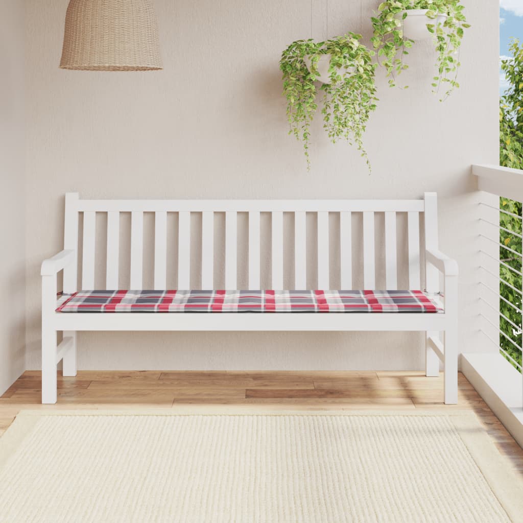 Poduška na zahradní lavici červená károvaná 180x50x3 cm oxford
