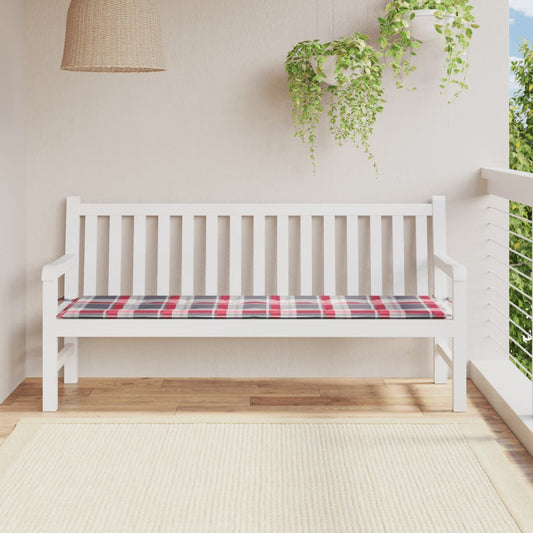 Poduška na zahradní lavici červená károvaná 180x50x3 cm oxford