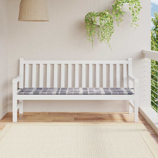 Poduška na zahradní lavici šedá károvaná 180x50x4 cm oxford