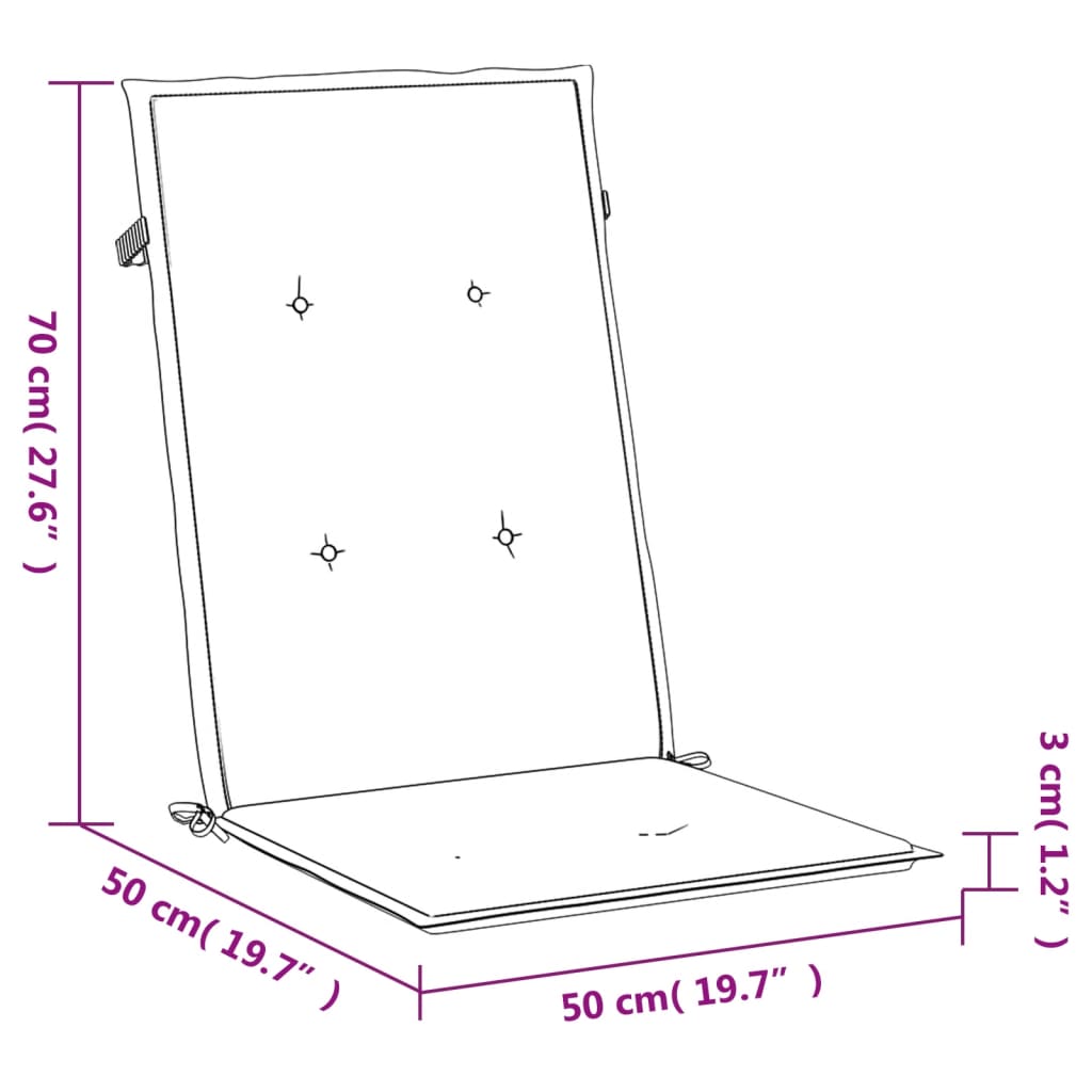 Podušky na židli vysoké opěradlo 6 ks antracitové 120x50x3 cm