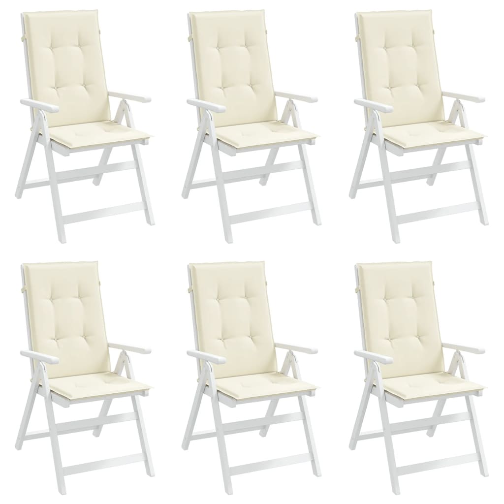 Podušky na židli vysoké opěradlo 6 ks krémové 120x50x3cm textil