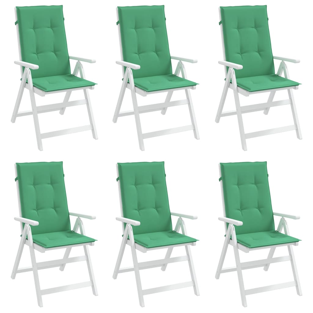 Podušky na židli vysoké opěradlo 6 ks zelené 120x50x3 cm textil