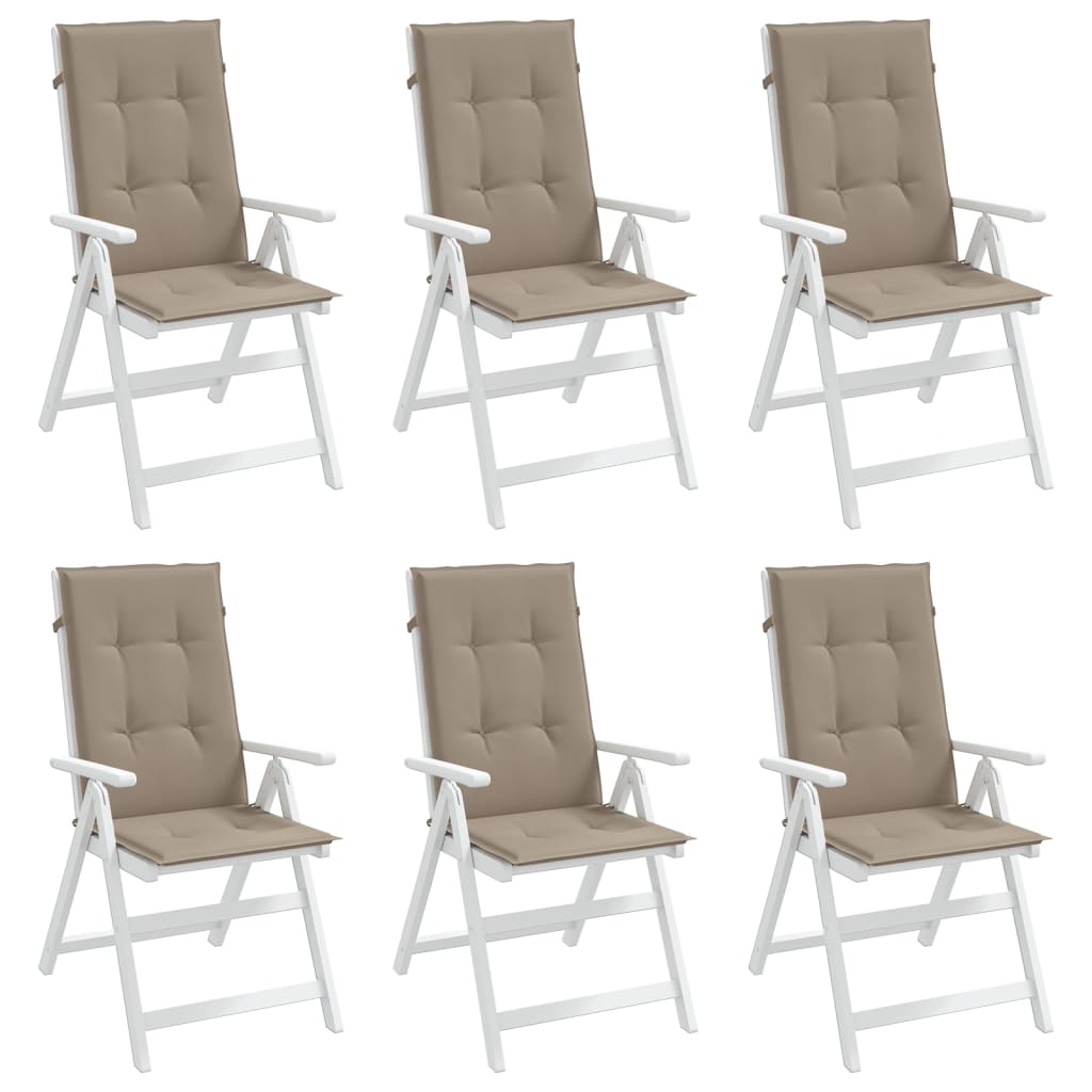 Podušky na židli vysoké opěradlo 6 ks taupe 120x50x3 cm textil