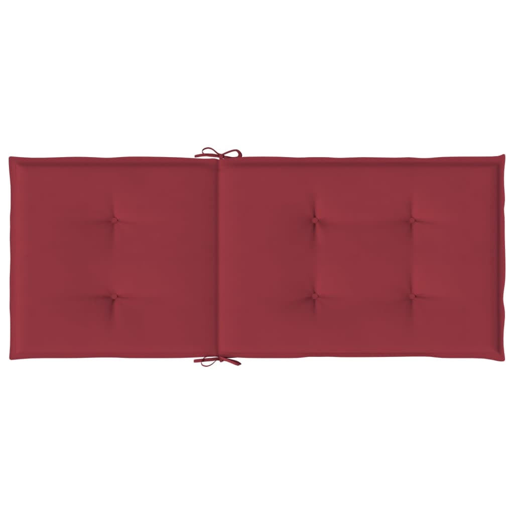 Podušky na židli vysoké opěradlo 2 ks vínové 120x50x3 cm textil