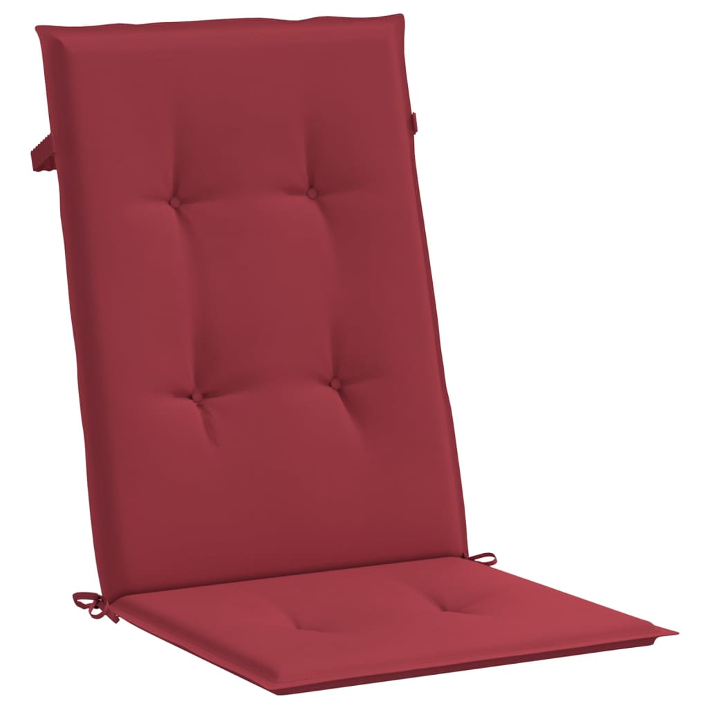 Podušky na židli vysoké opěradlo 4 ks vínové 120x50x3 cm textil