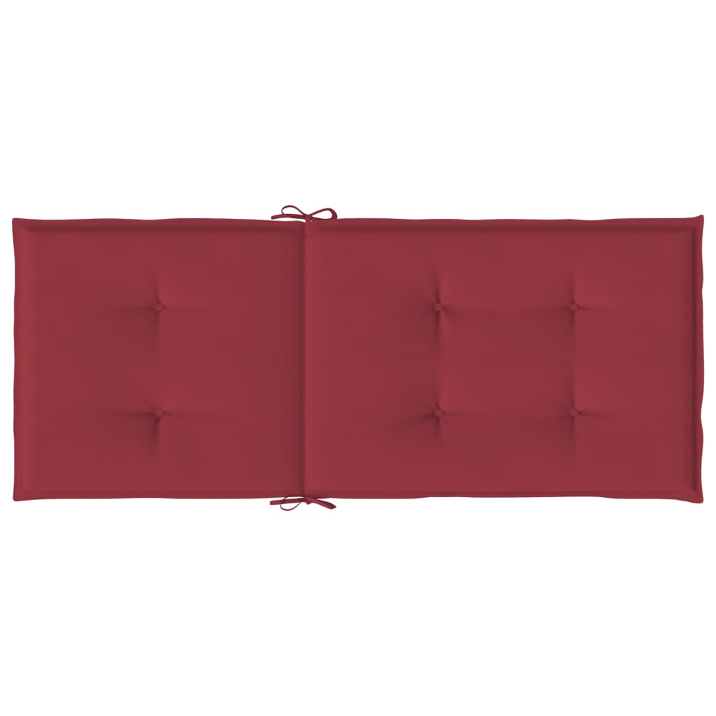 Podušky na židli vysoké opěradlo 4 ks vínové 120x50x3 cm textil