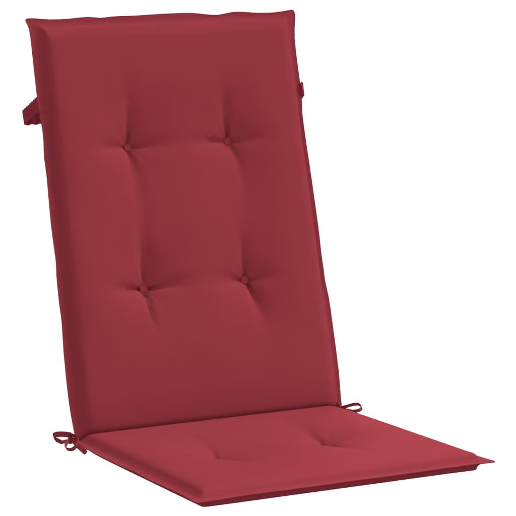 Podušky na židli vysoké opěradlo 6 ks vínové 120x50x3 cm textil