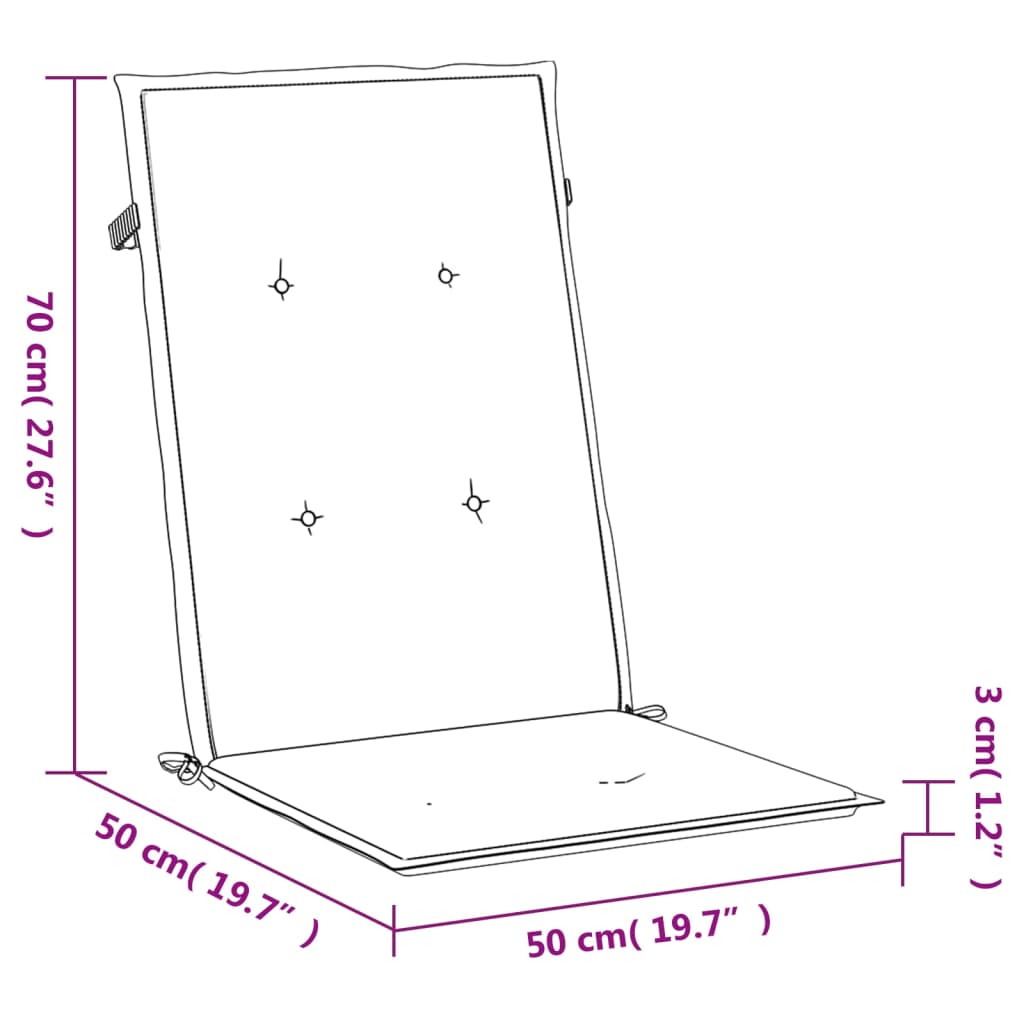 Podušky na židli vysoké opěradlo 4ks královsky modré 120x50x3cm