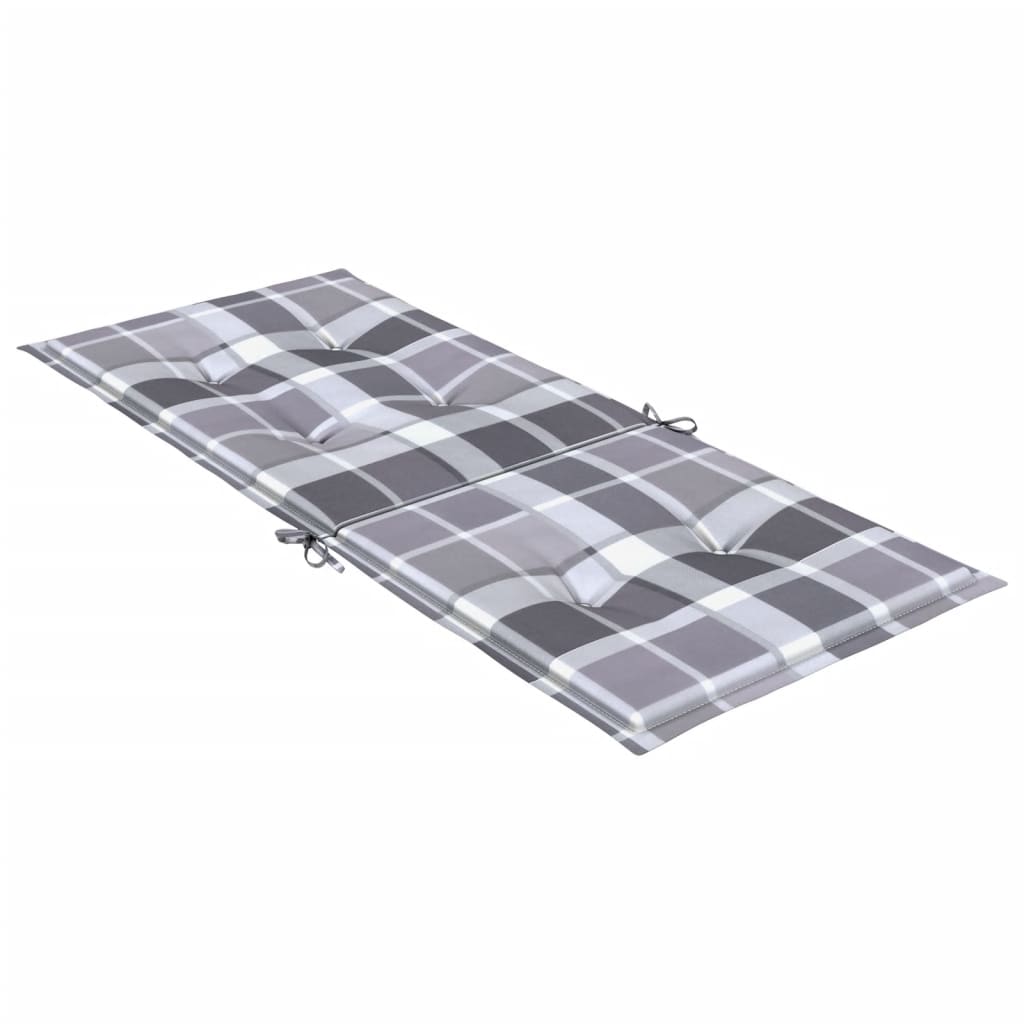 Podušky na židli vysoké opěradlo 4 ks šedé kárované 120x50x3 cm