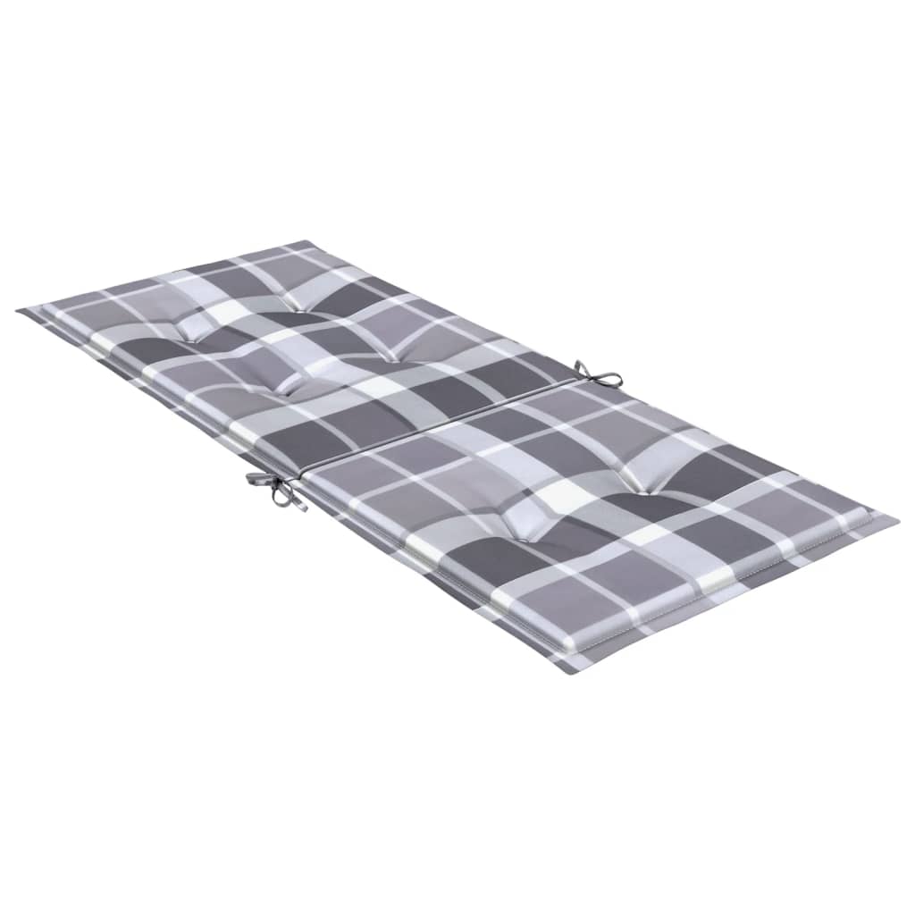 Podušky na židli vysoké opěradlo 6 ks šedé kárované 120x50x3 cm