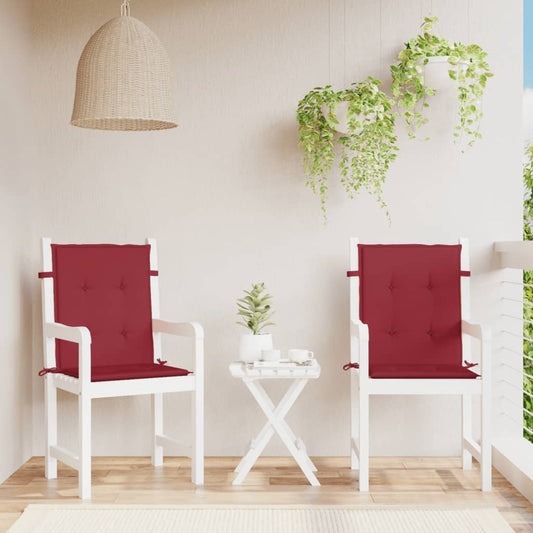 Podušky na židli nízké opěradlo 2 ks vínové 100x50x3 cm oxford