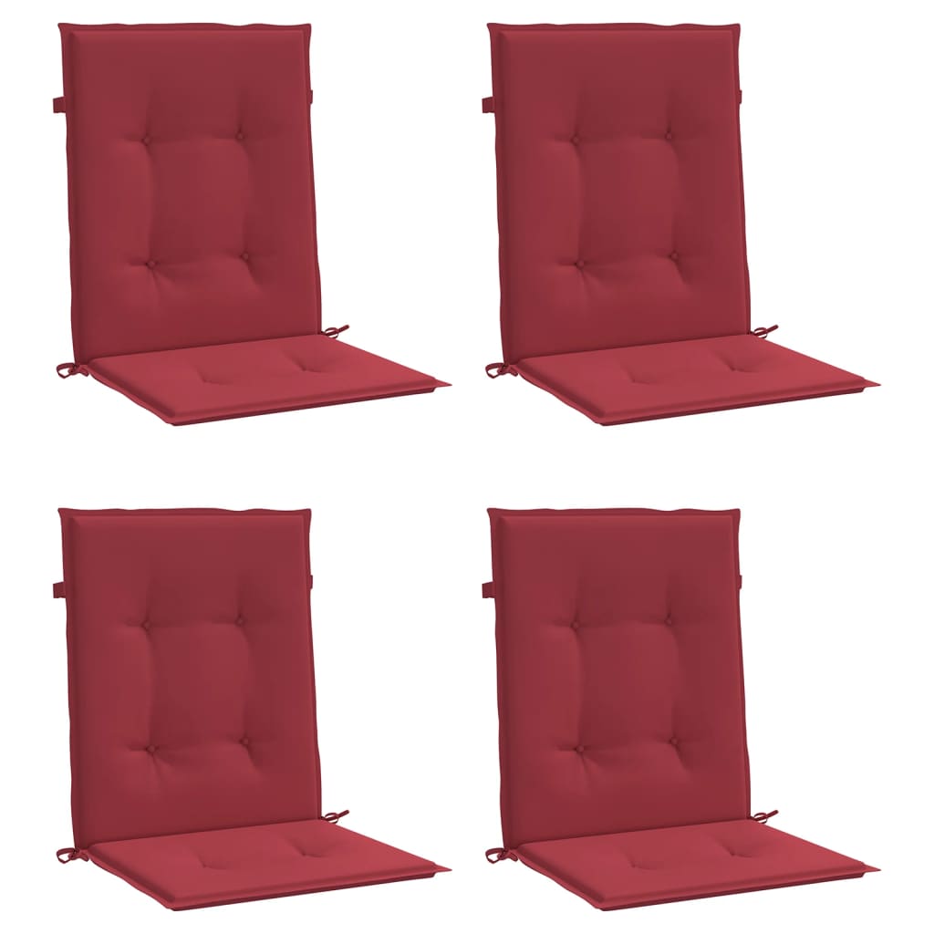 Podušky na židli nízké opěradlo 4 ks vínové 100x50x3 cm oxford