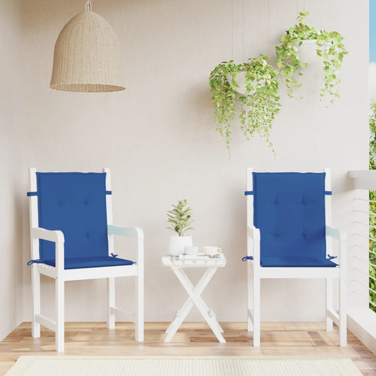 Podušky na židli nízké opěradlo 2 ks královsky modré 100x50x3cm