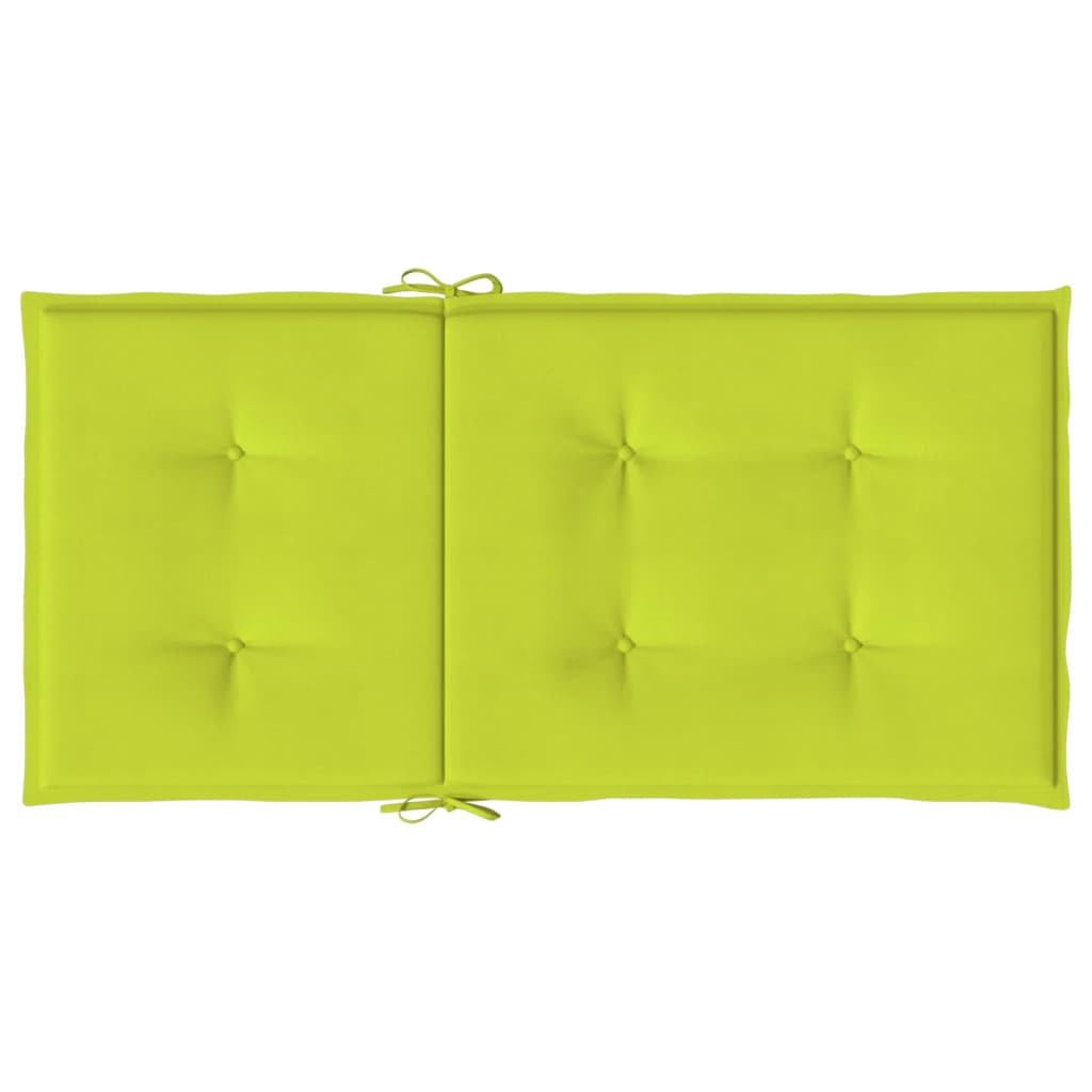 Podušky na židli nízké opěradlo 2 ks jasně zelené 100x50x3 cm