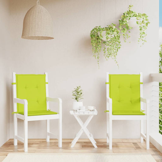 Podušky na židli nízké opěradlo 2 ks jasně zelené 100x50x3 cm