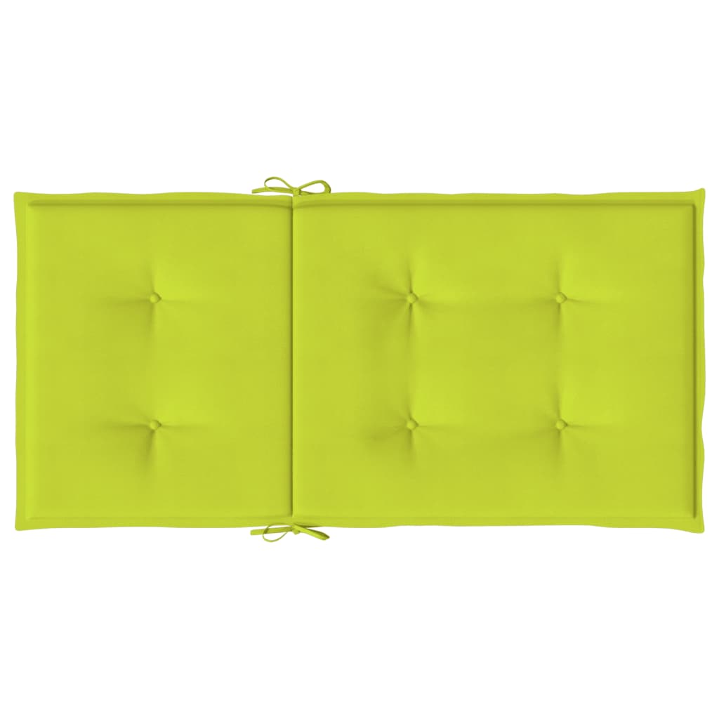 Podušky na židli nízké opěradlo 4 ks jasně zelené 100x50x3 cm
