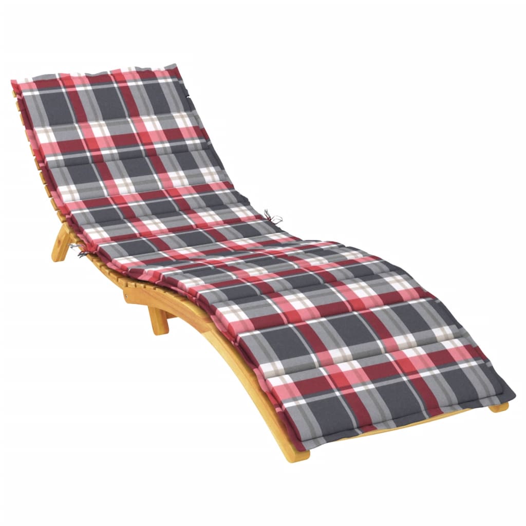 Poduška na lehátko červená károvaná 200x70x3 cm oxfordská látka