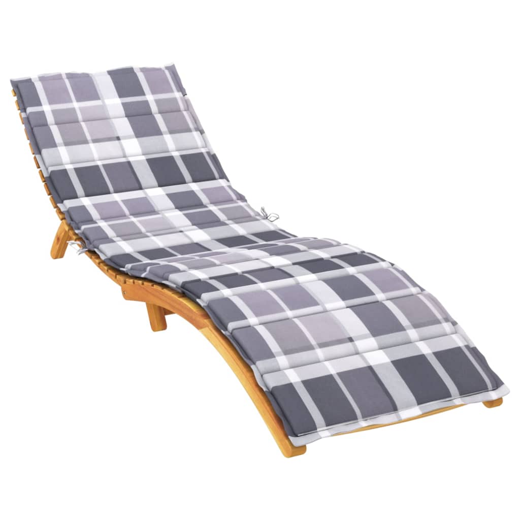 Poduška na lehátko šedá károvaná 200x70x3 cm oxfordská látka