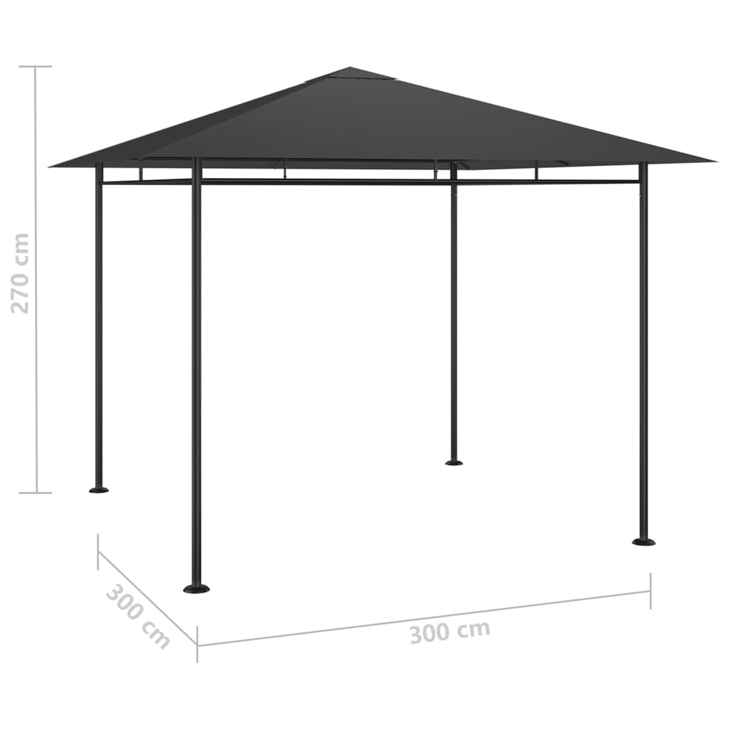 Altán 3 x 3 x 2,7 m antracitový 180 g/m²