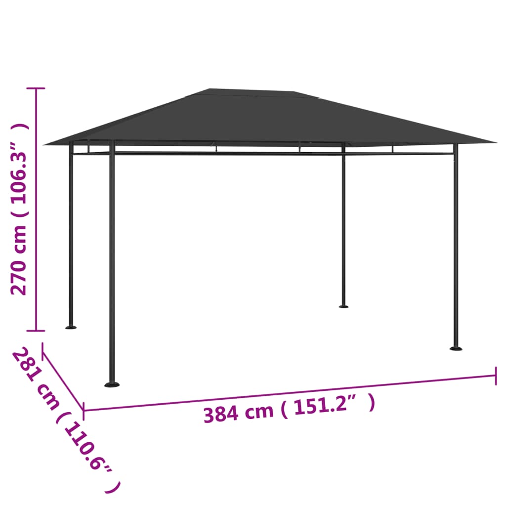 Altán 384x281x270 cm antracitový 180 g/m²