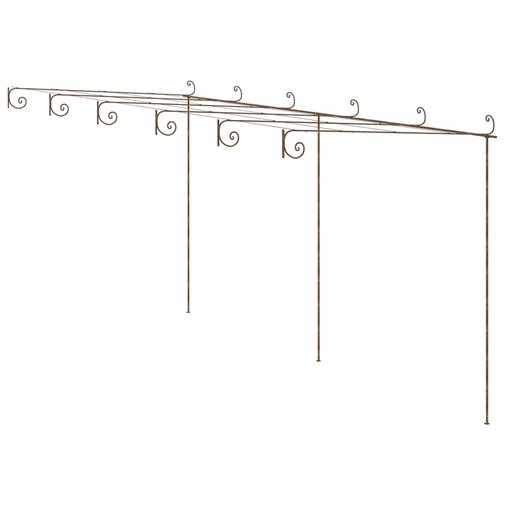 Zahradní pergola hnědá s patinou 6 x 3 x 2,5 m železná