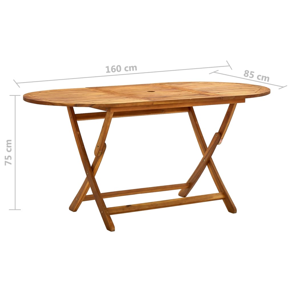 Skládací zahradní stůl 160 x 85 x 75 cm masivní akáciové dřevo