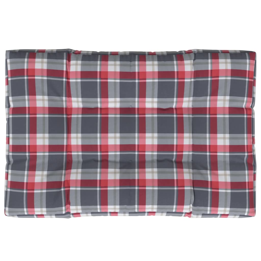Poduška na palety červená károvaná 120 x 80 x 12 cm textil