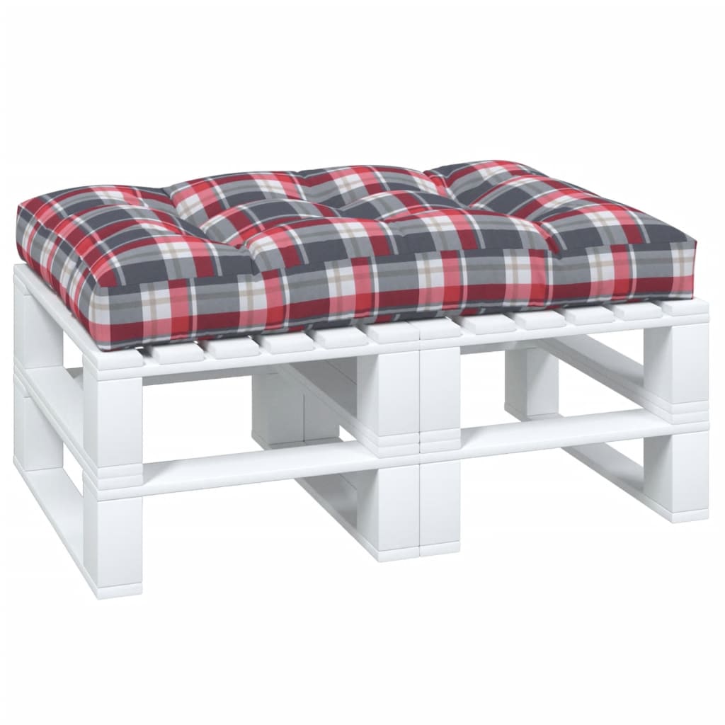 Poduška na palety červená károvaná 120 x 80 x 12 cm textil