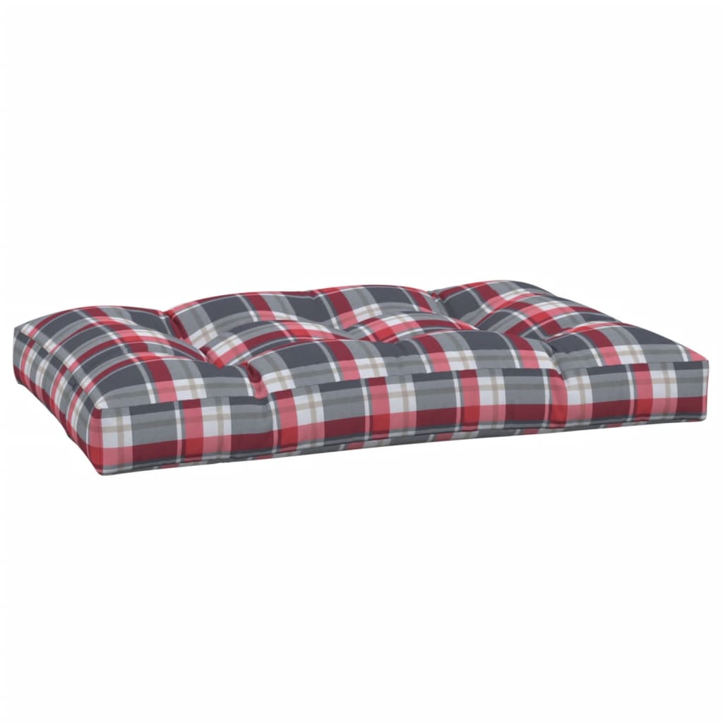 Poduška na palety červená károvaná 120 x 80 x 12 cm textil