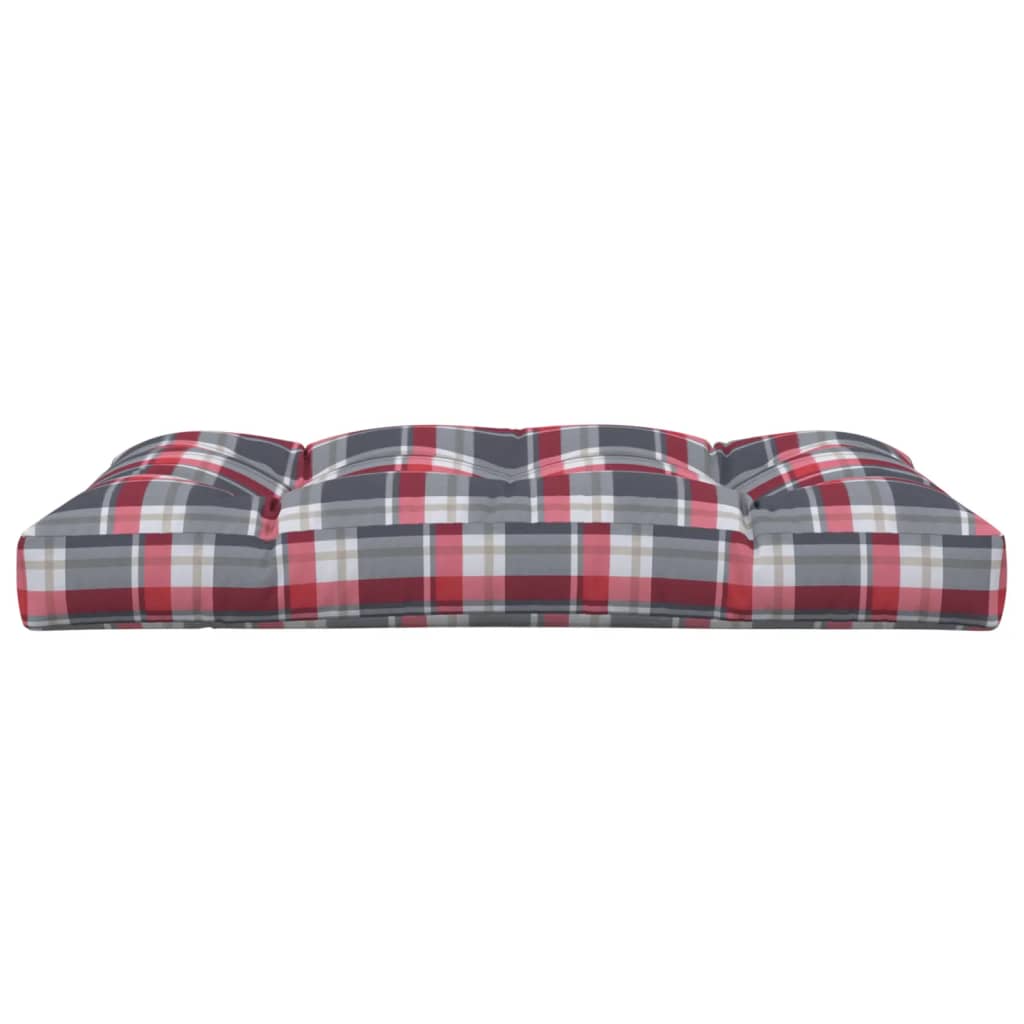 Poduška na palety červená károvaná 120 x 80 x 12 cm textil