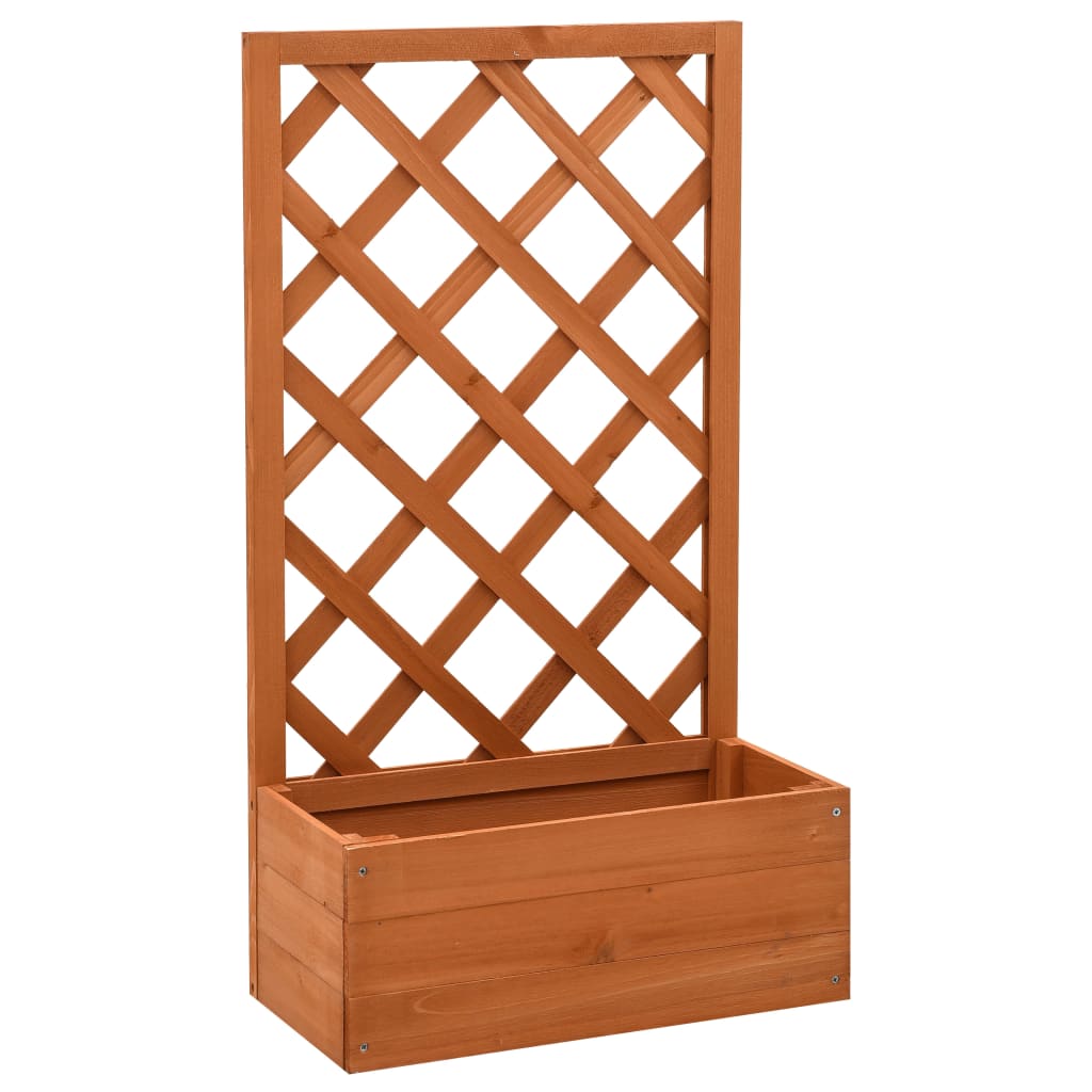 Zahradní truhlík s treláží oranžový 50x25x90 cm masivní jedle
