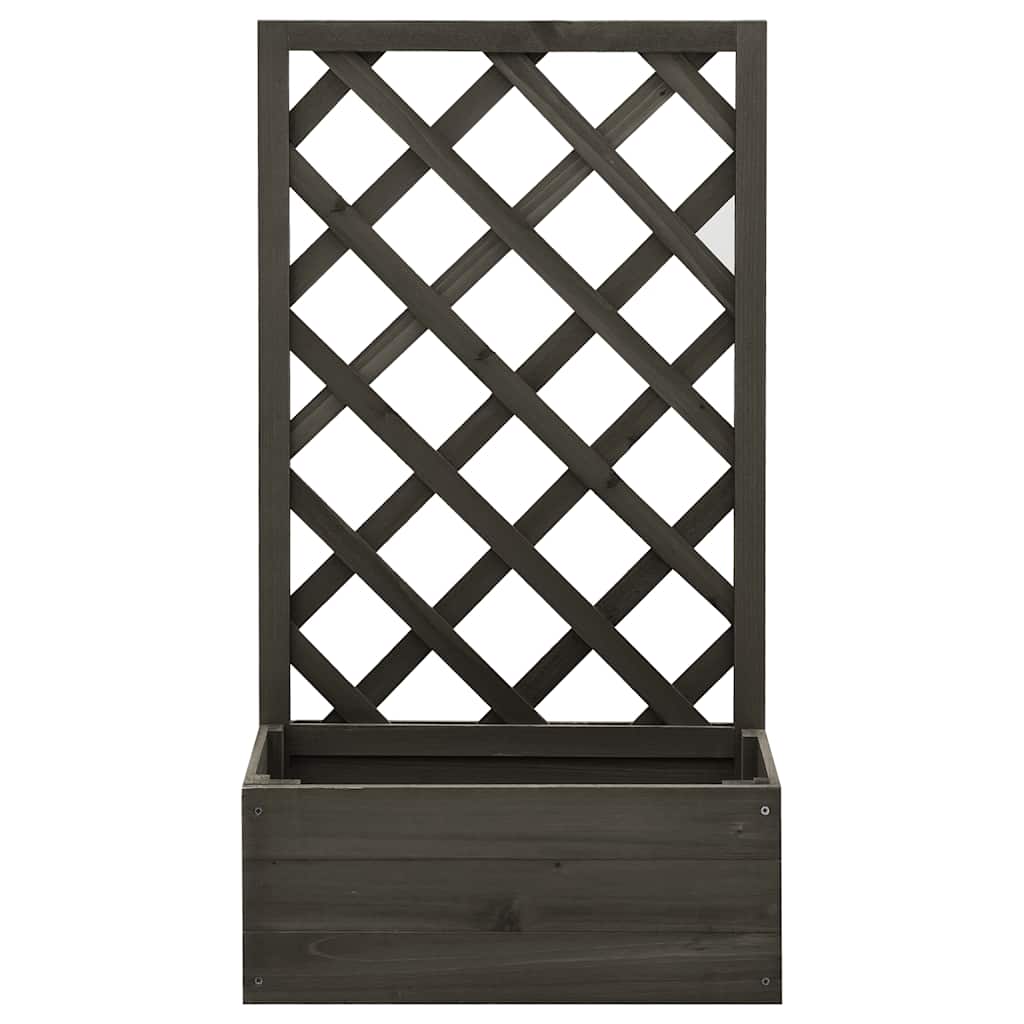 Zahradní truhlík s treláží šedý 50 x 25 x 90 cm masivní jedle