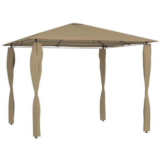 Altán s krytými sloupky 3 x 3 x 2,6 m taupe 160 g/m²