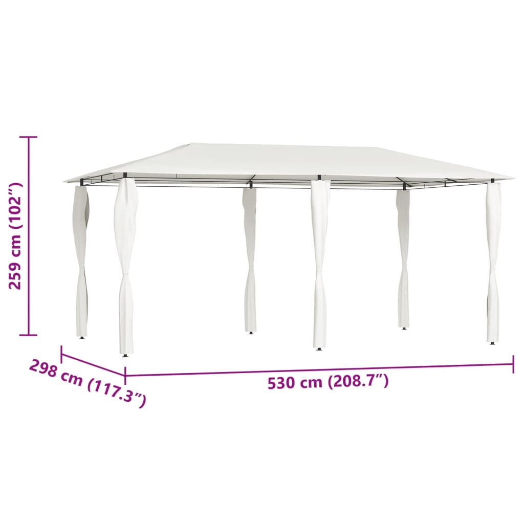 Altán s krytými sloupky 2,98 x 5,3 x 2,59 m krémový 160 g/m²